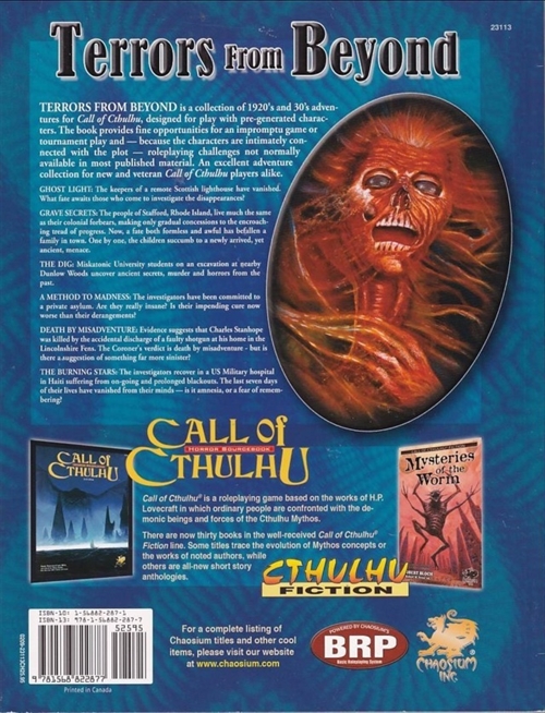 Call Of Cthulhu - 6th edition - Terrors From Beyond  (B-Grade) (Genbrug)